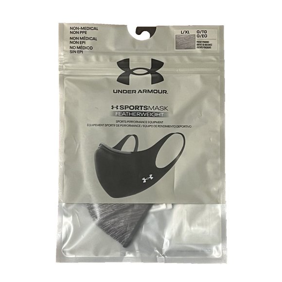 UNDER ARMOR UA Sports Mask Feather Weight UNISEX Pitch Gray-Pitch Gray L/XL - Picture 4 of 4